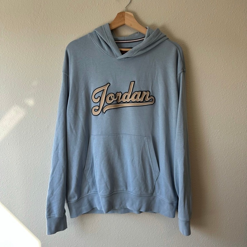 Nike Air Jordan MVP Hoodie Blue Script Logo Pullover Medium - Picture 1 of 9